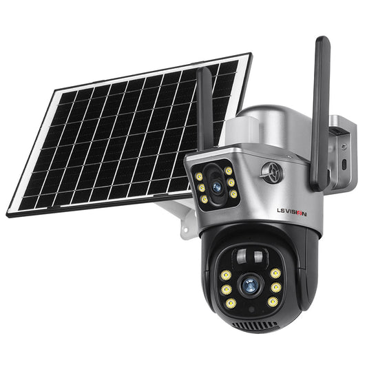 4G Camera Outdoor Surveillance Dual Lens Dual-screen PTZ Security Camera CCTV Ai Solar Network Camera