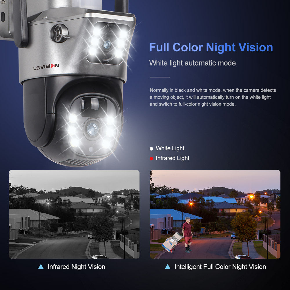 4G Camera Outdoor Surveillance Dual Lens Dual-screen PTZ Security Camera CCTV Ai Solar Network Camera