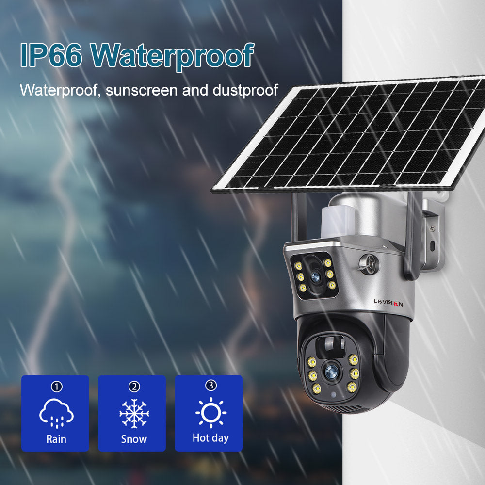 4G Camera Outdoor Surveillance Dual Lens Dual-screen PTZ Security Camera CCTV Ai Solar Network Camera