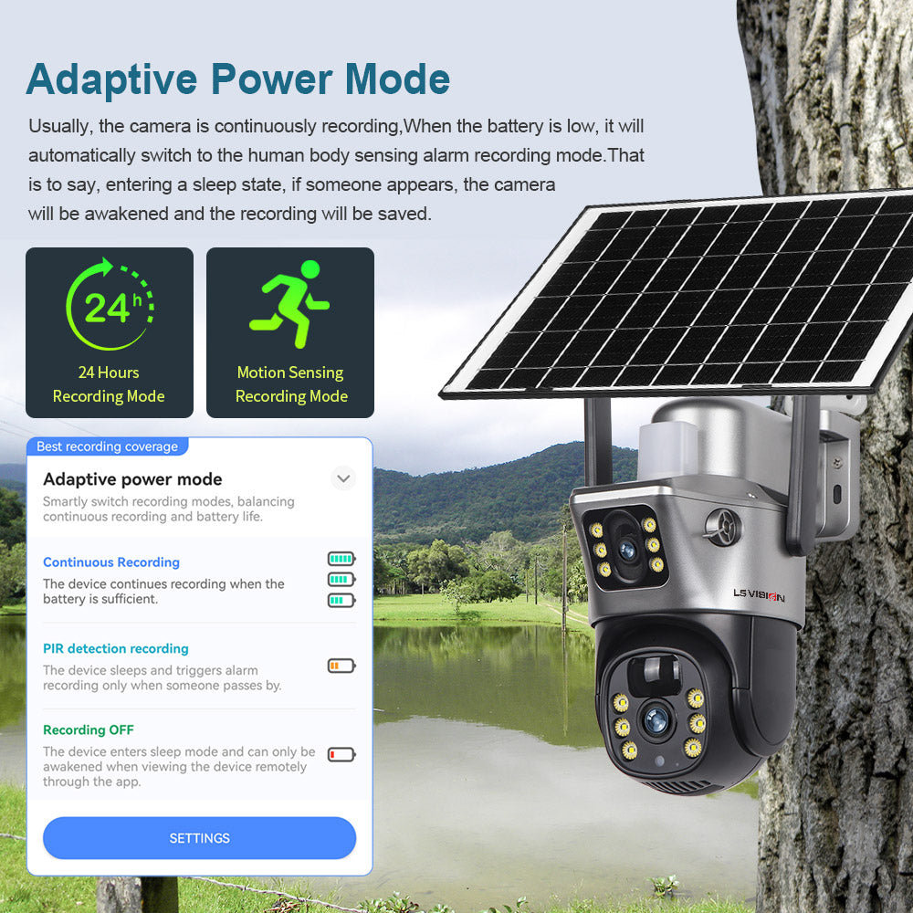 4G Camera Outdoor Surveillance Dual Lens Dual-screen PTZ Security Camera CCTV Ai Solar Network Camera